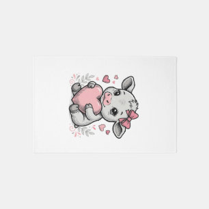 Cute Baby Cow Heart Vintage Engraving Shirt Design Rug