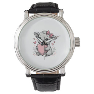 Cute Baby Cow Heart Vintage Engraving Shirt Design Watch