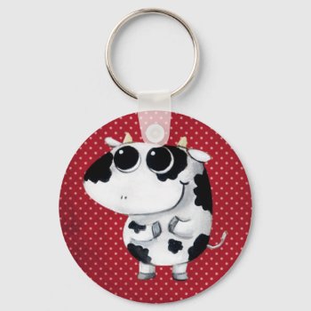 Cute Baby Cow Keychain by colonelle at Zazzle