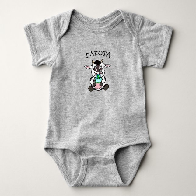 Cute Baby Cow Personalized Bodysuit (Front)