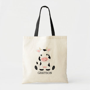 Cute Baby Cow Personalized Kids Tote Bag