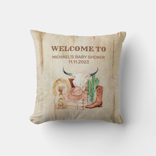 Cute Baby Cowboy Throw Pillow