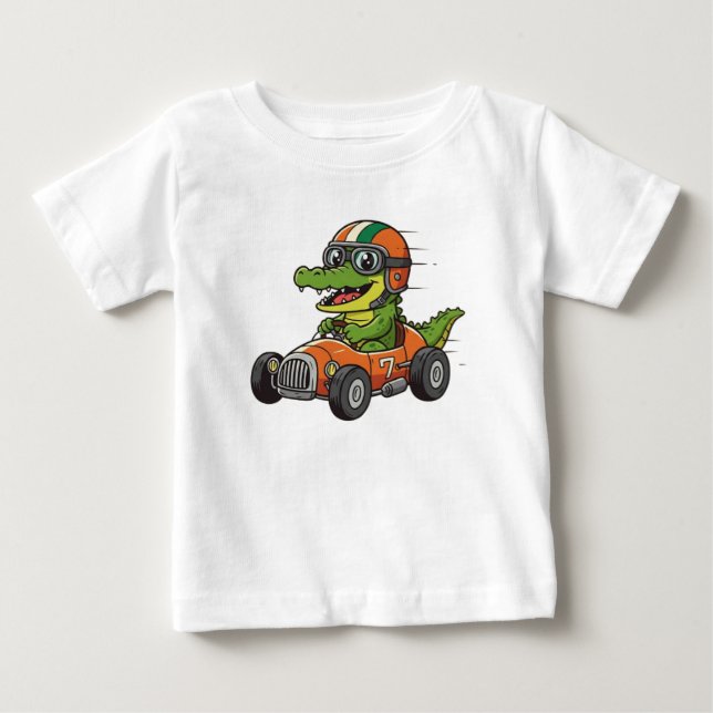 CUTE BABY CROC RACE CAR DRIVER T-Shirt (Front)