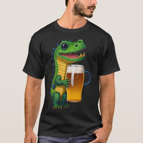 Cute Baby Croc With A Beer Mug T_Shirt