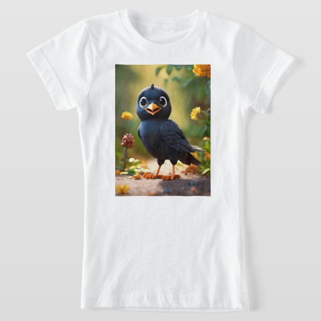 Cute Baby Crow With Cute Eyes T- Shirt (Laydown)