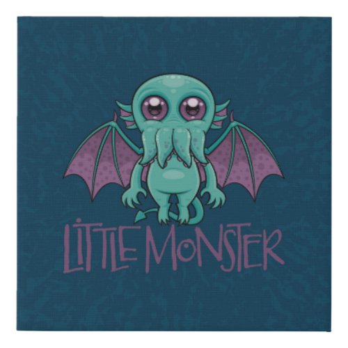 Cute Baby Cthulhu Little Monster Faux Canvas Print