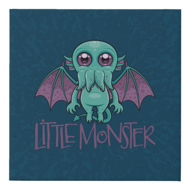 Cute Baby Cthulhu Little Monster Faux Canvas Print (Front)