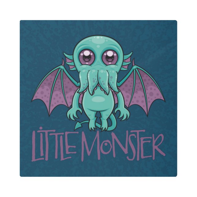 Cute Baby Cthulhu Little Monster Metal Print (Front)