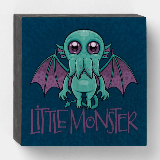Cute Baby Cthulhu Little Monster Wooden Box Sign (Front Horizontal)