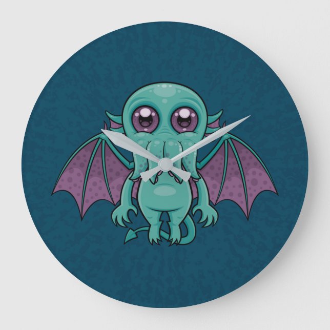Cute Baby Cthulhu Monster Large Clock (Front)