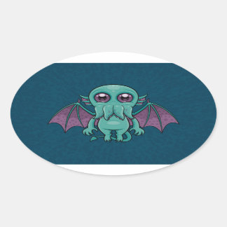 Cute Baby Cthulhu Monster Oval Sticker