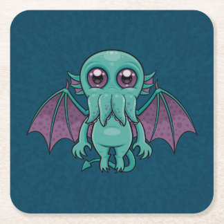 Cute Baby Cthulhu Monster Square Paper Coaster