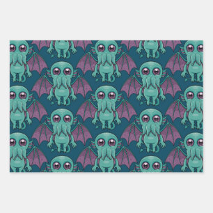 Cute Baby Cthulhu Monster Wrapping Paper Sheets
