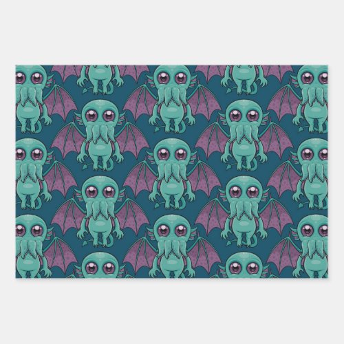 Cute Baby Cthulhu Monster Wrapping Paper Sheets