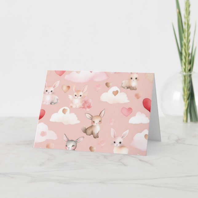 Cute Baby Cupid Animals Thank You Card (Front)