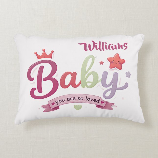 Cute Baby Custom Typography Accent Pillow (Front)