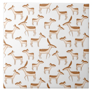 Cute Baby Deer and Family Ceramic Tile