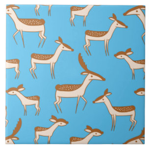 Cute Baby Deer and Family Ceramic Tile