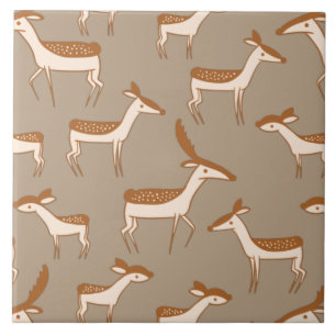 Cute Baby Deer and Family Ceramic Tile
