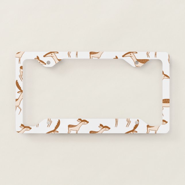 Cute Baby Deer and Family License Plate Frame (Front)