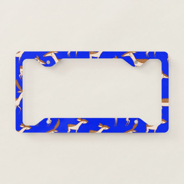 Cute Baby Deer and Family License Plate Frame (Front)