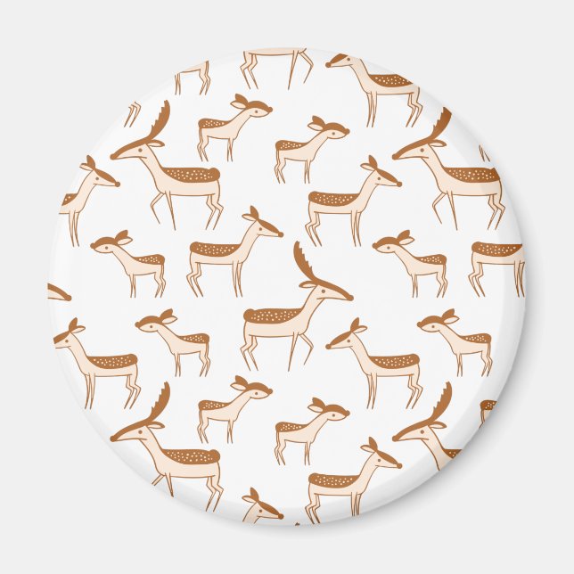 Cute Baby Deer and Family Magnet (Front)