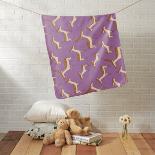 Cute Baby Deer and Family on Lavender Purple Blanket