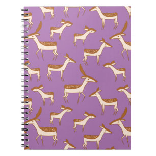 Cute Baby Deer and Family on Lavender Purple Notebook