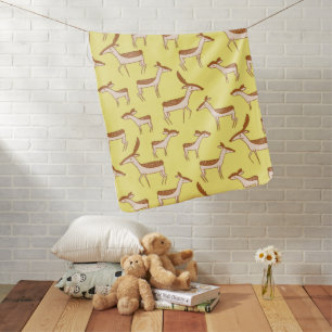 Cute Baby Deer and Family on Pastel Yellow Blanket