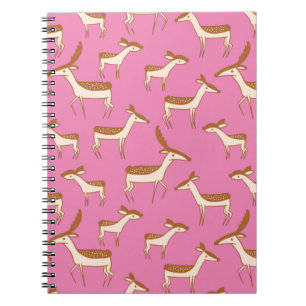 Cute Baby Deer and Family on Pink Notebook
