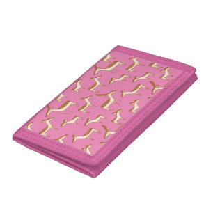 Cute Baby Deer and Family on Pink Trifold Wallet