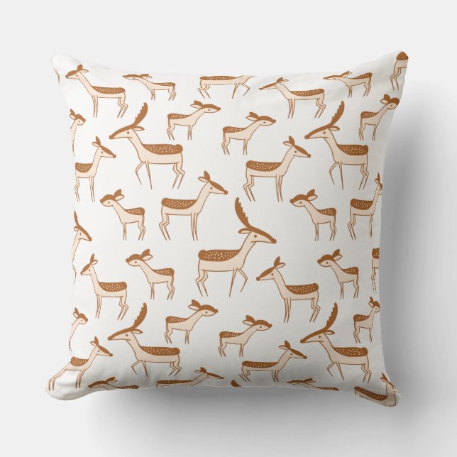 Cute Baby Deer and Family Throw Pillow (Front)