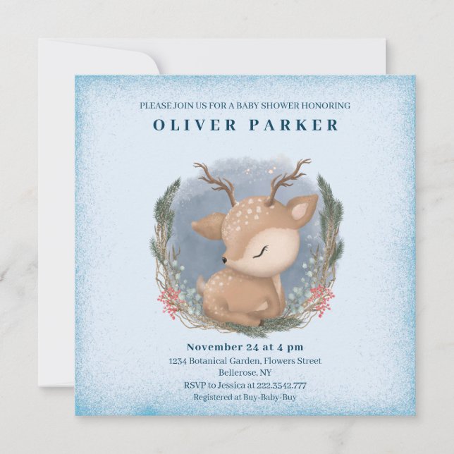 Cute Baby Deer Baby Shower Invitation (Front)
