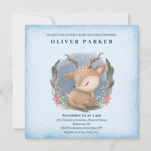 Cute Baby Deer Baby Shower Invitation