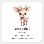 Cute Baby Deer Cartoon Drawing Business Square Sticker