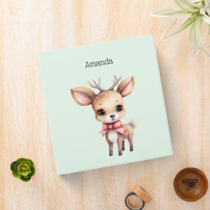 Cute Baby Deer Cartoon Illustration 3 Ring Binder