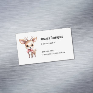 Cute Baby Deer Cartoon Illustration Business Card Magnet
