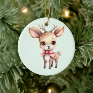 Cute Baby Deer Cartoon Illustration Ceramic Ornament