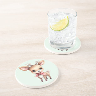 Cute Baby Deer Cartoon Illustration Coaster