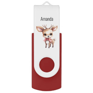 Cute Baby Deer Cartoon Illustration Flash Drive