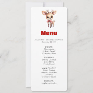 Cute Baby Deer Cartoon Illustration Menu Invitation