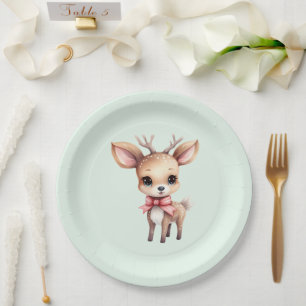 Cute Baby Deer Cartoon Illustration Paper Plates