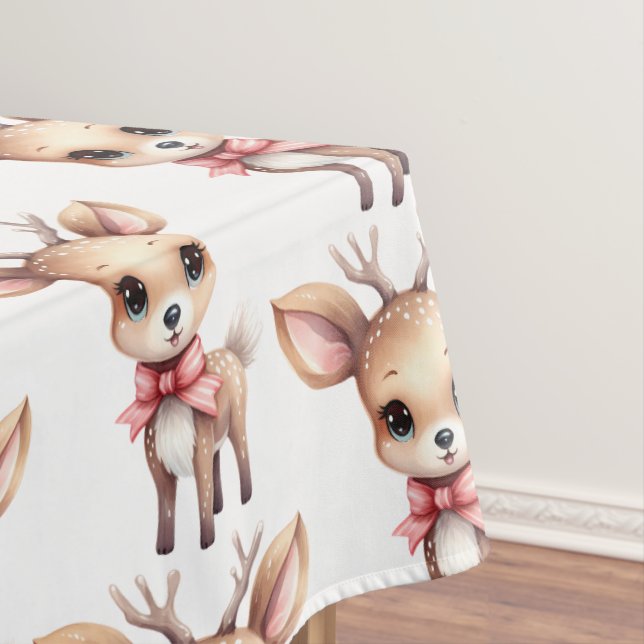 Cute Baby Deer Cartoon Illustration Pattern Tablecloth (In Situ)