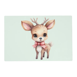 Cute Baby Deer Cartoon Illustration Placemat