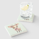 Cute Baby Deer Cartoon Illustration Stone Coaster