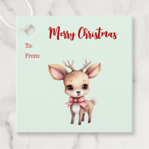 Cute Baby Deer Cartoon Illustration To and From Favor Tags