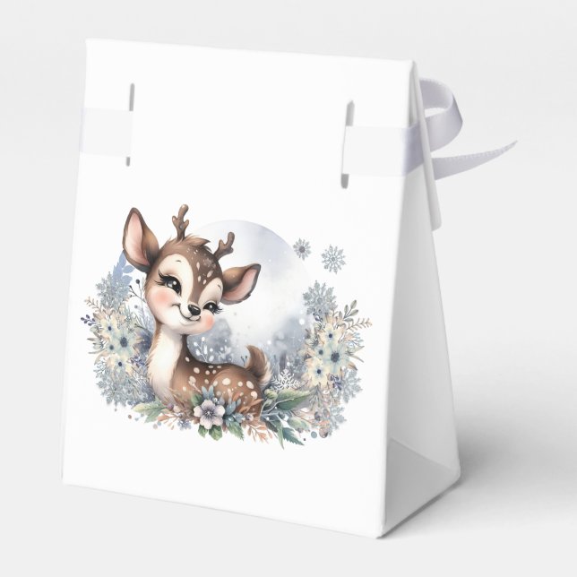 Cute baby deer christmas birthday winter party  favor boxes (Back Side)
