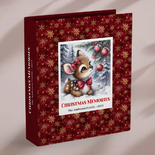 Cute baby deer Christmas scene kids memory album 3 Ring Binder