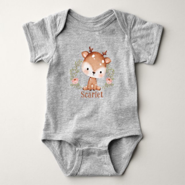 Cute Baby Deer First Birthday I Baby Shower Baby Bodysuit (Front)