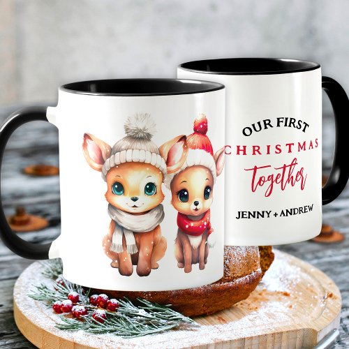 Cute baby deer First Christmas together T_Shirt Mug